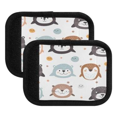 Imagem de Qilmy Envoltório de alça de bagagem de animais fofos de desenhos animados, 2 unidades, identificadores de bagagem, etiqueta de alça confortável, capa para carrinho de bebê, mala de viagem, acessórios