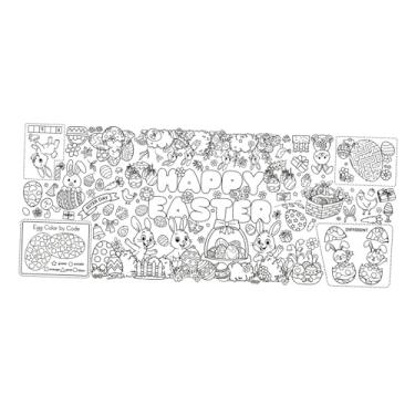 Imagem de KiBcsLic Pôster de Páscoa para colorir para crianças, banner para festa, capa de mesa de desenho, rolo de papel para desenho para escola, sala de aula e