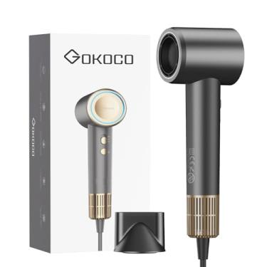 Imagem de GOKOCO Secador de Cabelo Profissional Veloz 220V GD033, 1.52 Bilhão de Íons Negativos, 4 Níveis de Calor, Controle de Temperatura Inteligente NTC, Compacto para Viagem, Cinza