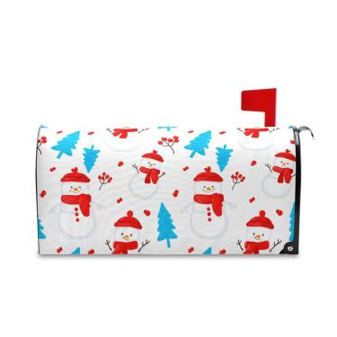 Imagem de Burbuja Capa magnética para caixa de correio, capa de caixa de correio decorativa de árvore de bonecos de neve para decoração de jardim e quintal, tamanho grande 52,8 x 64,5 cm