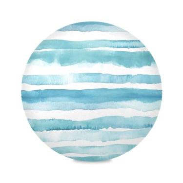 Imagem de xigua Jogo americano redondo com listras em aquarela verde, conjunto de 6 para mesa de jantar, tapetes de mesa antiderrapantes laváveis e resistentes ao calor para decoração de festa, cozinha, jantar