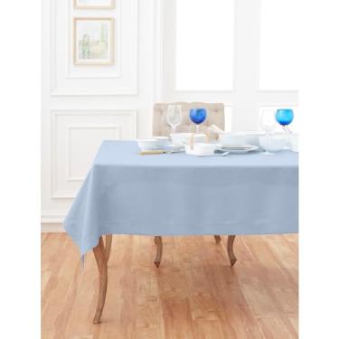 Imagem de Solino Home Toalha de mesa de linho 152 x 386 cm – Toalha de mesa clássica 100% linho puro azul celeste para mesas retangulares – Toalha de mesa lavável na máquina para o Natal, Ano Novo