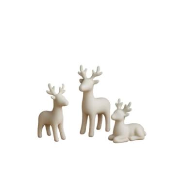Imagem de Trio de Renas Natalinas Enfeite de Mesa Decorativo para Natal(BRANCO)