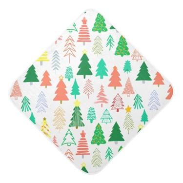 Imagem de Burbuja Toalha de banho de árvore de Natal para bebês - Toalha com capuz de musselina macia e absorvente para recém-nascidos, 89 x 89 cm