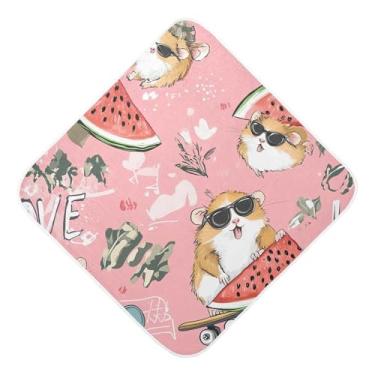 Imagem de STAYTOP Toalhas de bebê com capuz de musselina de hamster fofo de desenho animado, toalha de banho super macia, toalhas de banho absorventes para banho recém-nascido unissex 89 x 89 cm