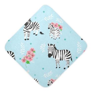 Imagem de Burbuja Playful Zebras Toalha de banho para bebês - Toalha com capuz de musselina macia e absorvente para recém-nascidos, 76 x 76 cm