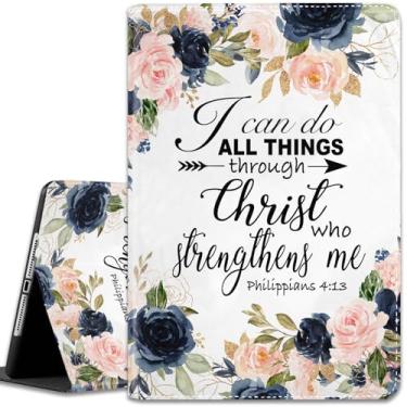 Imagem de Capa para iPad (A16) 11ª geração 11 polegadas 2025 / iPad 10ª geração 10,9 polegadas 2022, capa fina com suporte inteligente multi-ângulo com função hibernar/despertar automática, Bíblia Phil 4-13