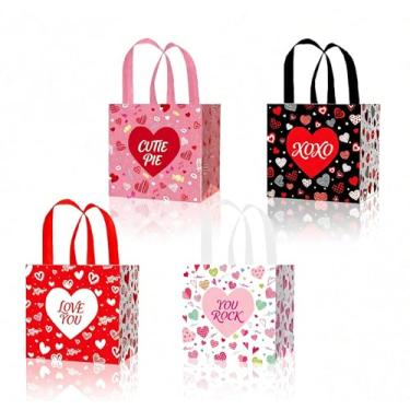 Imagem de 24 peças de sacos não tecidos de Dia dos Namorados, sacos de presente ecológicos reutilizáveis para ocasiões românticas, festas e celebrações, ideais para ela, ele, casais