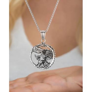 Imagem de Colar de caveira clássico com pingente de aço inoxidável, One Size, Aço inoxidável, Sem Pedra Preciosa