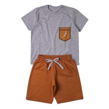 Imagem de Conjunto Infantil Menino Algodão Premium Verão Bolso Kangulu-Masculino