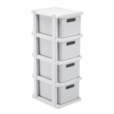 Imagem de Gaveteiro Organizador Multiuso Ratan 4 Gavetas Com Rodinhas Embutidas(Branca)