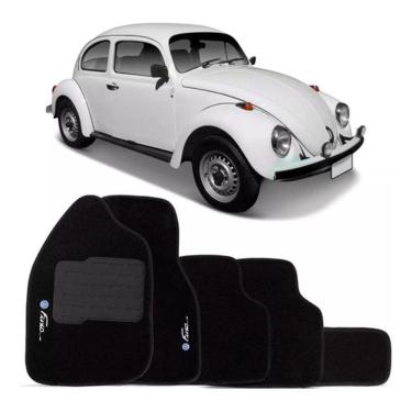 Imagem de Jogo De Tapetes Fusca 1959 A 1996 Carpete Preto Logo Bordado