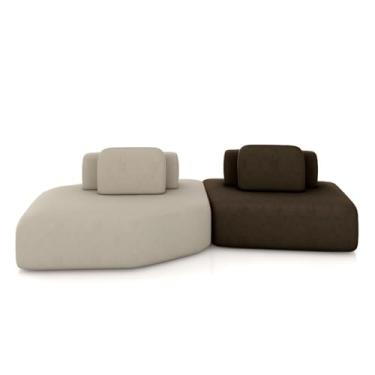 Imagem de Sofá Ilha Dakota 2 Módulos 310cm Encostos Almofadas Soltas Veludo Bege/Marrom Escuro G33 - Gran Belo