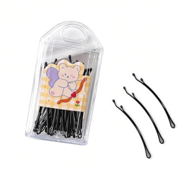 Imagem de 30 peças/caixa de grampos de cabelo preto curvados, grampos de cabelo curvados de metal para meninas, acessórios de grampos de cabelo antiderrapantes para penteados grossos finos finos encaracolados