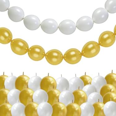 Imagem de Balões de ligação rápida brancos e dourados, 100 peças de balões pequenos de 15 cm para fazer balões de parede, coração, arco de cauda, balão para meninas, casamento, aniversário, chá de bebê