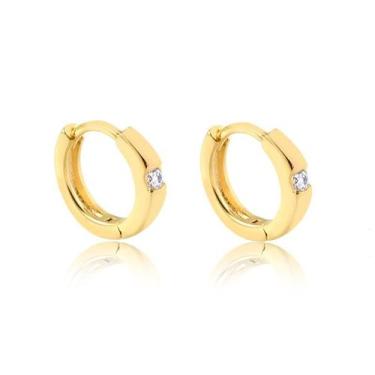 Imagem de Brinco Argola Grande Com Ponto De Luz Folheado A Ouro - Radhau Joias, 