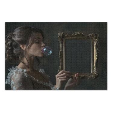 Imagem de Quebra-cabeças para adultos com bolhas de moldura marrom, 1000 peças, quebra-cabeças para adultos com letras na parte de trás