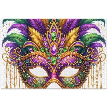 Imagem de Quebra-cabeças de máscara de carnaval 1000 peças para adultos, presentes engraçados, quebra-cabeça colorido, brinquedo de arte