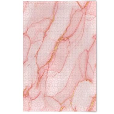 Imagem de Quebra-cabeça elegante de mármore rosa dourado para adultos, 1000 peças, presentes engraçados de tecnologia de jogos, natureza, animais, arte colorida, 1000 peças, 75 x 50 cm