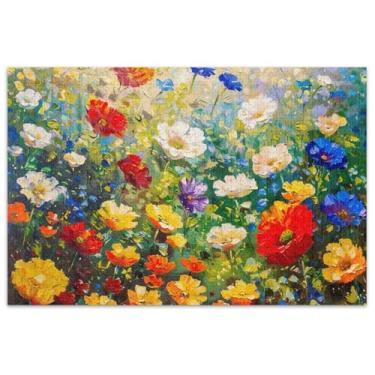 Imagem de Quebra-cabeça de flores coloridas com pintura a óleo, 500 peças para adultos, divertido, bobo, difícil, quebra-cabeça, arte