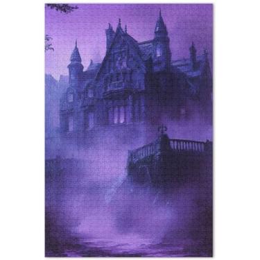 Imagem de Unicórnios roxos personalizados cenário fantástico quebra-cabeças para adultos 1000 peças divertido quebra-cabeça colorido bobo decoração de casa, 75 x 40 centímetros