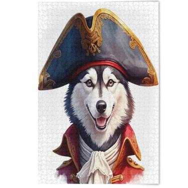 Imagem de Quebra-cabeça 1000 peças adulto fofo cachorro husky pirata tecnologia jogo quebra-cabeças presentes cena inverno decoração arte estética pintura, 1000 peças, 75 x 50 cm