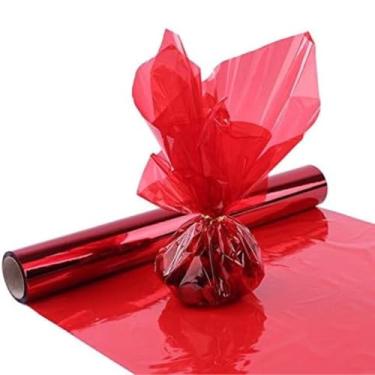 Imagem de 20 Folhas Papel Celofane Poli Colorido, 70x85cm, para Embalagens, Artesanato e Embrulho (Vermelho)