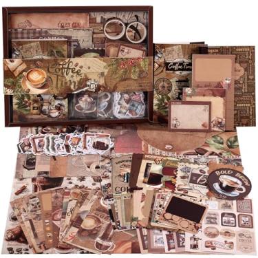 Imagem de Kit de materiais para scrapbooking, kit de álbum de recortes estéticos vintage de café para diário de balas, suprimentos de diário DIY com xícara de grão de café, arte latte, presente de artesanato de