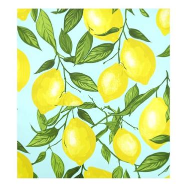 Imagem de Adesivo de geladeira com ímã azul claro e folhas de limão para decoração de eletrodomésticos de cozinha 58 cm L x 66 cm A