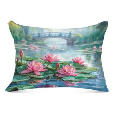 Imagem de Capas de almofada de flanela de flores rosa aquarela impressão de arte padrão king queen size fronha macia para cama, tamanho padrão, 51 x 66 cm
