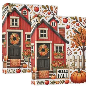Imagem de Fall House fichários de 6 cm com 3 anéis com prancheta estética material escolar, prancheta de pasta com bolsos