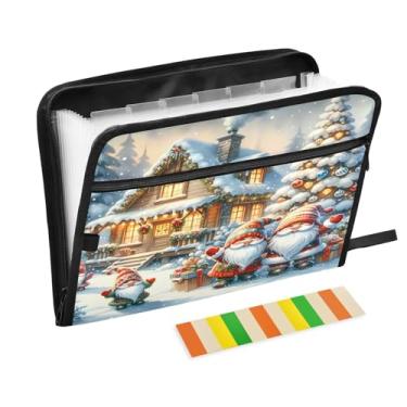 Imagem de Gnomos de inverno pasta de arquivo expansível de Natal Pastas sanfonadas à prova d'água para documentos com zíper e etiquetas pasta organizadora de arquivos