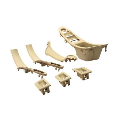 Imagem de Painel da porta interna alça puxar guarnição conjunto interruptor da janela painel de apoio braço compatível para bmw série 5 f10 f11 f18 7 pçs rhd 7 cores(Beige)