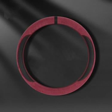 Imagem de Capa de volante de couro de camurça premium - respirável, antiderrapante, à prova de suor e resistente ao desgaste, ajuste universal para rodas de 38 cm (vermelho)