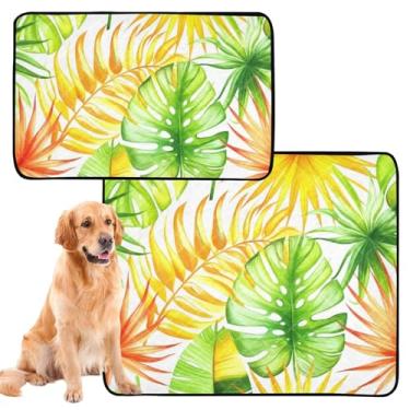 Imagem de Almofadas de xixi Tropical Leaves Monstera para cães, lavável, reutilizável, absorvente para cães, tapete de treinamento de cães, impermeável, tapete de cercadinho para cães, pequeno x pacote com 3