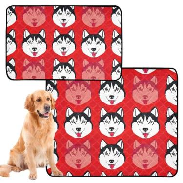 Imagem de Tapetes reutilizáveis para animais de estimação de desenho Husky Red Animal para animais de estimação, tapetes laváveis para xixi, tapete impermeável para cães absorventes, almofadas de penico, médio