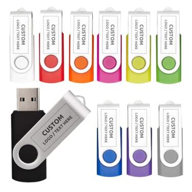Imagem de Pen drive USB personalizado, pen drive giratório personalizado, pen drive USB de alta velocidade, disco U para armazenamento de dados externos (50 peças, 1 GB)