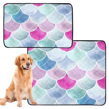 Imagem de Almofadas de xixi laváveis para animais de estimação, reutilizáveis, para gatos, formas iridescentes, coloridas, absorventes para filhotes, tapete de cercadinho para cães, médio + grande, conjunto de