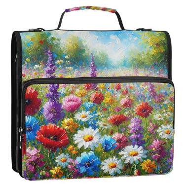 Imagem de Fichários coloridos de verão com 3 anéis de 3,8 cm, anel D com zíper, fichário, com alça, bolsa escolar personalizada, portfólio e estojo para pasta de anel