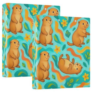 Imagem de Pastas fofas para poses divertidas para cães da pradaria, 3 cm, 3 anéis, 200 folhas, caderno, anel redondo, fichário de escritório, 31,5 x 27 x 6 cm, 1 pacote