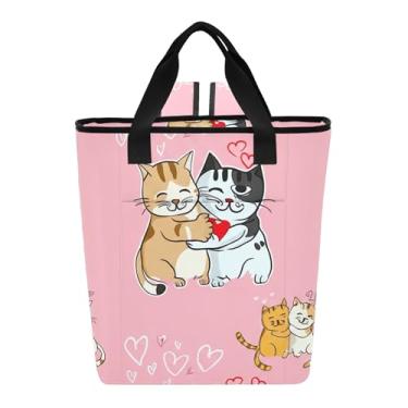 Imagem de Joitme Cute Cat Hearts Mochila rosa para refrigeradores isolados à prova de vazamento, 36 latas, 35 x 14 x 40 cm