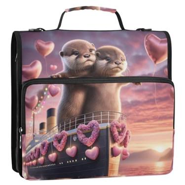 Imagem de Pastas de 3,8 cm para viagem, 3 anéis, anel em D, romântico, titanic, amor, fecho de correr, pasta de armazenamento com alça e bolsa escolar