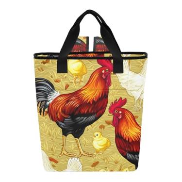 Imagem de Bolsa térmica Farmyard Chickens Rooster amarela, 36 latas, leve, isolada, resfriadora, para mulheres, viagens