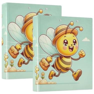 Imagem de Fichário de 3 anéis florais de abelha fofa de 3,8 cm, 200 folhas, fichário de caderno fofo, anel redondo, fichário de escritório, 1 pacote