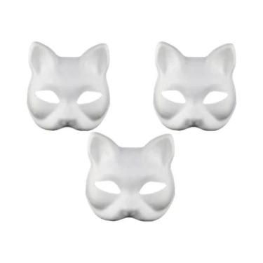 Imagem de Máscaras De Gato Brancas DIY Em Branco Para Halloween, Máscaras De Cos