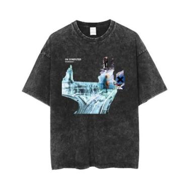 Imagem de Camiseta Unissex Oversized De Algodão Lavado Com Estampa Da Banda De R