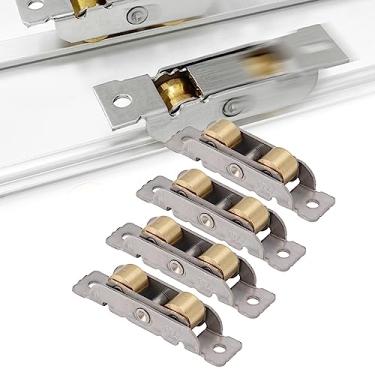 Imagem de 4PCS Montagem de Rolo Porta Pátio Deslizante Aço Inoxidável Roda Rolamento Cobre para Vidro Côncava Prática Fácil Instalar Longa Vida Útil