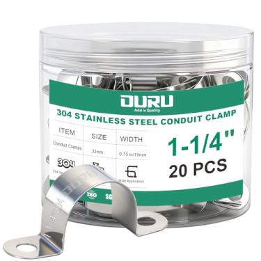 Imagem de OURU Braçadeira de conduíte 304 de aço inoxidável 304 de 20 peças, braçadeira de tubo de metal rígido, alça de tubo de 2 furos para automóvel, fios e tubos