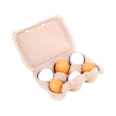 Imagem de Conjunto De Brinquedos De Ovos De Madeira 6 Peças Para Cozinha, Jogo D
