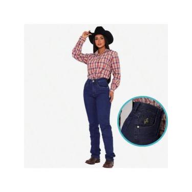 Imagem de Calça Country de Rodeio Feminina Cintura Alta Com Lycra - Audax, Azul 